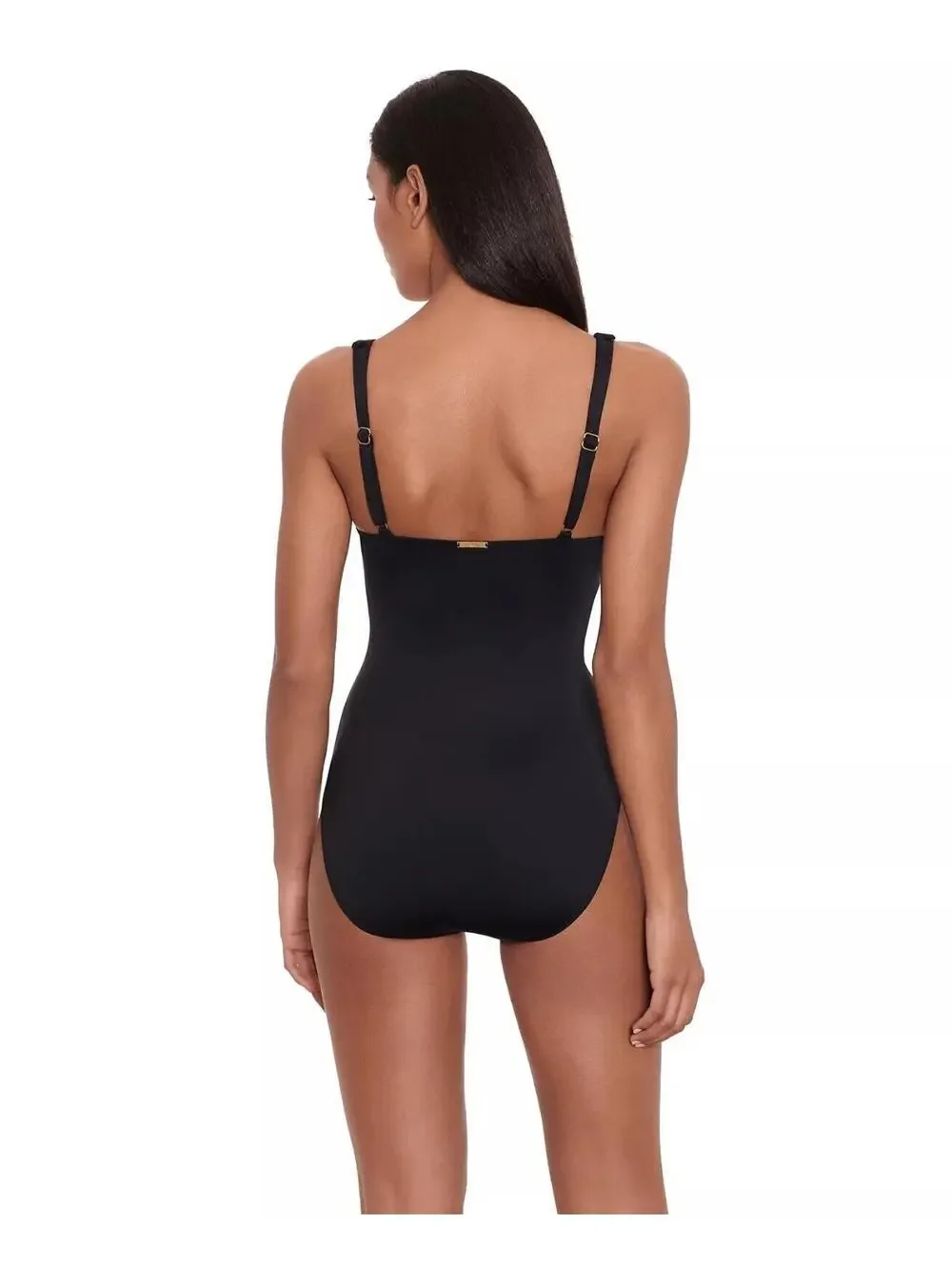 130$ Lauren Ralph Lauren Front-Tie One-Piece Swimsuit Women's Size 16 Black